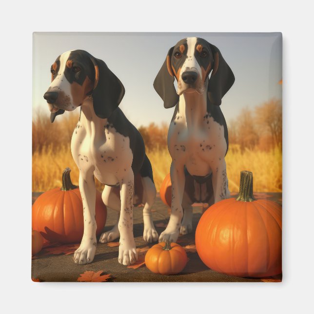 Íman Filhote de Treeing Walker Coonhound Abóbora de Out (Frente)