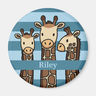 Íman Filhote girafa bonita Trio, adicione o nome da cri