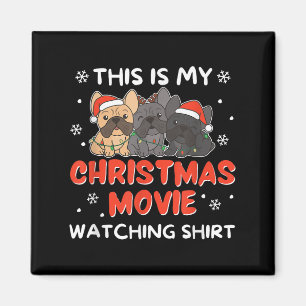 Íman Filme de Natal do Bulldog Francês Assistindo Mulhe