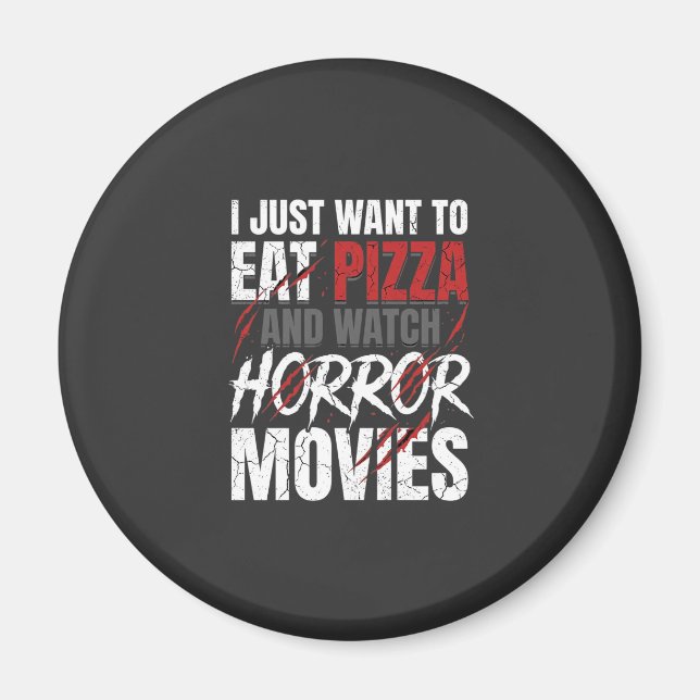 Íman Filmes de Terror de Pizza Design de Halloween_1 (Frente)