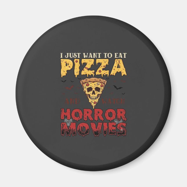 Íman Filmes de Terror de Pizza Halloween Caveira Morceg (Frente)