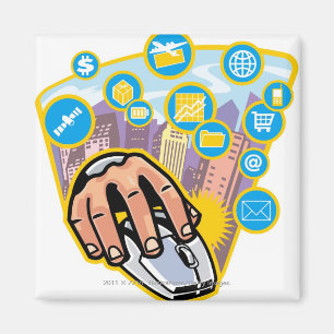 Íman Fim-acima da mão no rato do computador