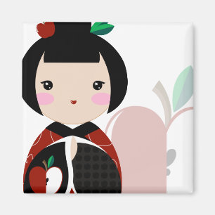 Íman Fim de Manzanita Kokeshi acima do ímã