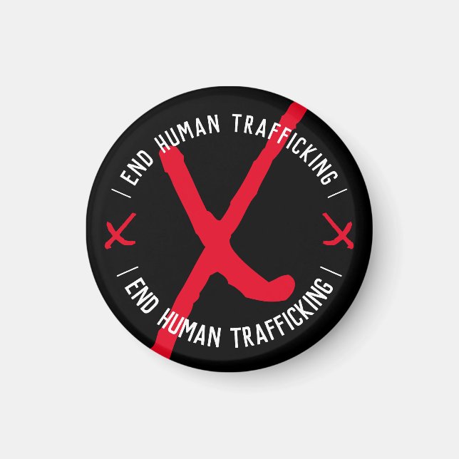 Íman FIM DO TRÁFICO HUMANO XXX a preto (Frente)