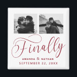 Íman Finalmente Casamento Minimalista 2 Foto Salvar Dat<br><div class="desc">Valeu a pena esperar e agora você está finalmente pronto para enviar suas datas de salvamento! Esses casamento minimalistas, exceto a data em que ímanes são perfeitamente simples, mas super modernos. Personalize facilmente o design, adicionando suas próprias fotos, nomes e data de casamento. Itens correspondentes podem ser encontrados na coleção....</div>