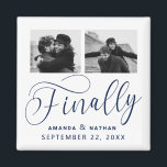 Íman Finalmente Casamento Minimalista 2 Foto Salvar Dat<br><div class="desc">Valeu a pena esperar e agora você está finalmente pronto para enviar suas datas de salvamento! Esses casamento minimalistas, exceto a data em que ímanes são perfeitamente simples, mas super modernos. Personalize facilmente o design, adicionando suas próprias fotos, nomes e data de casamento. Itens correspondentes podem ser encontrados na coleção....</div>