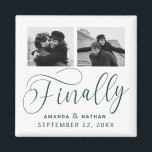 Íman Finalmente Casamento Minimalista 2 Foto Salvar Dat<br><div class="desc">Valeu a pena esperar e agora você está finalmente pronto para enviar suas datas de salvamento! Esses casamento minimalistas, exceto a data em que ímanes são perfeitamente simples, mas super modernos. Personalize facilmente o design, adicionando suas próprias fotos, nomes e data de casamento. Itens correspondentes podem ser encontrados na coleção....</div>