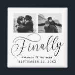 Íman Finalmente Casamento Minimalista 2 Foto Salvar Dat<br><div class="desc">Valeu a pena esperar e agora você está finalmente pronto para enviar suas datas de salvamento! Esses casamento minimalistas, exceto a data em que ímanes são perfeitamente simples, mas super modernos. Personalize facilmente o design, adicionando suas próprias fotos, nomes e data de casamento. Itens correspondentes podem ser encontrados na coleção....</div>