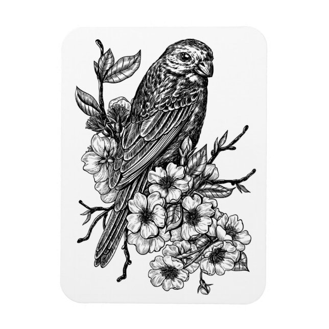 Íman Finch no ramo de cereja (Vertical)