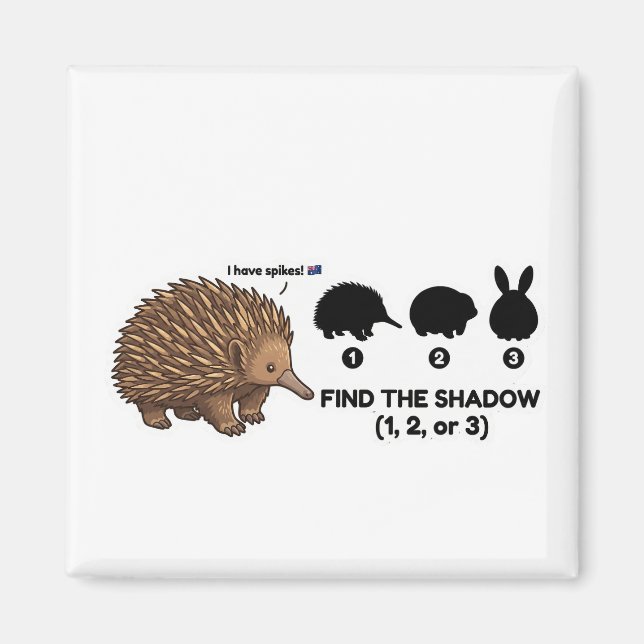 Íman Find The Shadow: Cute Echidna Australia Animal Gam (Frente)