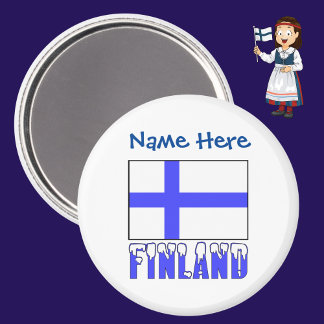 Íman Finlândia Bandeira Finlandesa Azul Personalização 