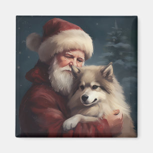 Íman Finnish Lapphund Papai Noel Natal Festivo