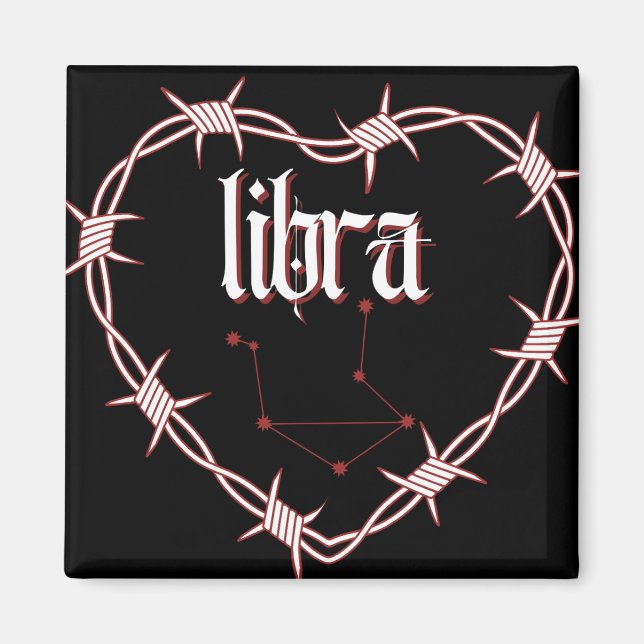 Íman Fio de Barbed Estético Gótico Constelação de Libra (Frente)