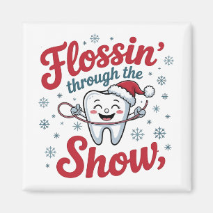 Íman Fio dental através da neve Natal engraçado Natal