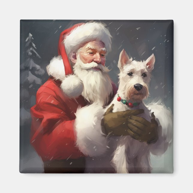 Íman Fio Fox Terrier Santa Claus Natal Festivo (Frente)