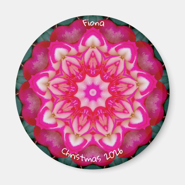 Íman FIONA ~ Rosa Miniatura Personalizada Fractal ~ (Frente)