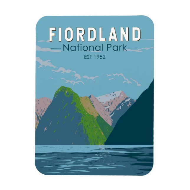 Íman Fiordland National Park Nova Zelândia Viagem Art (Vertical)