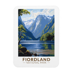 Íman Fiordland National Park Viagem Art Vintage