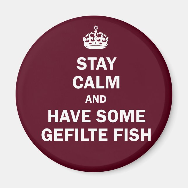 Íman Fique calmo e coma peixe Gefilte (Frente)