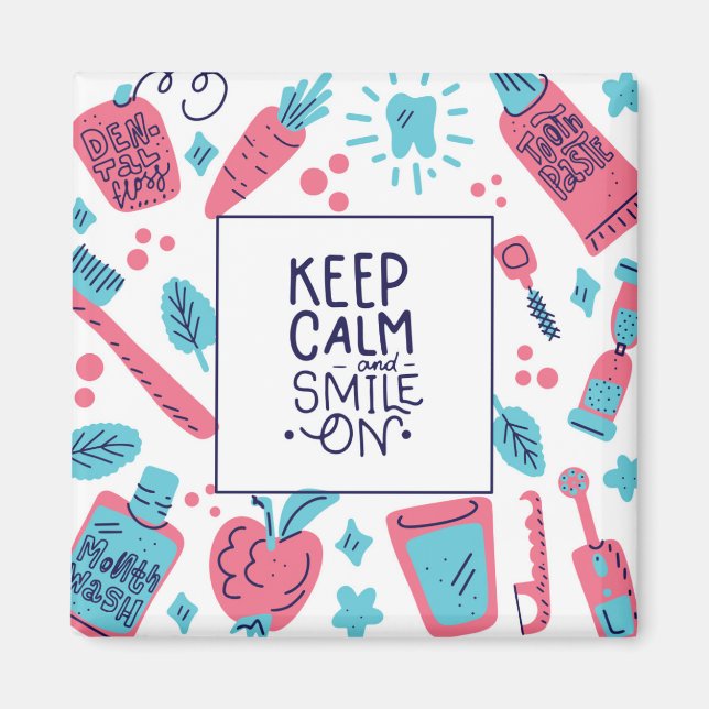 Íman Fique Calmo E Sorria | Frase cúbica (Frente)