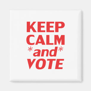 Íman "Fique calmo e vote" vermelho, branco - ímã