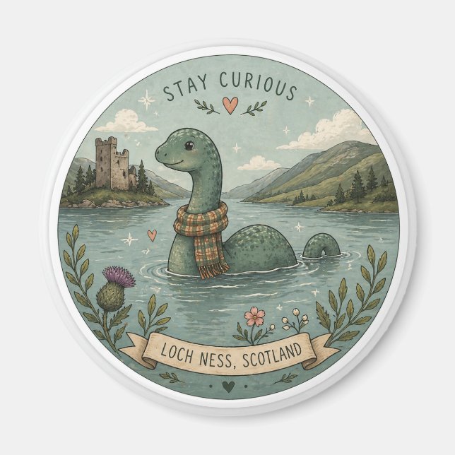 Íman Fique Curioso Aconchegante Críptido Nessie Monstro (Frente)