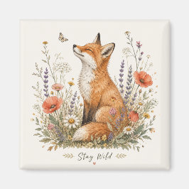 Íman Fique Selvagem Raposa em Flores Silvestres
