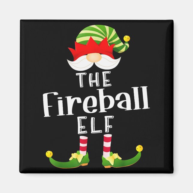 Íman Fireball Elf Group Christmas Funny Pajama Party  (Frente)