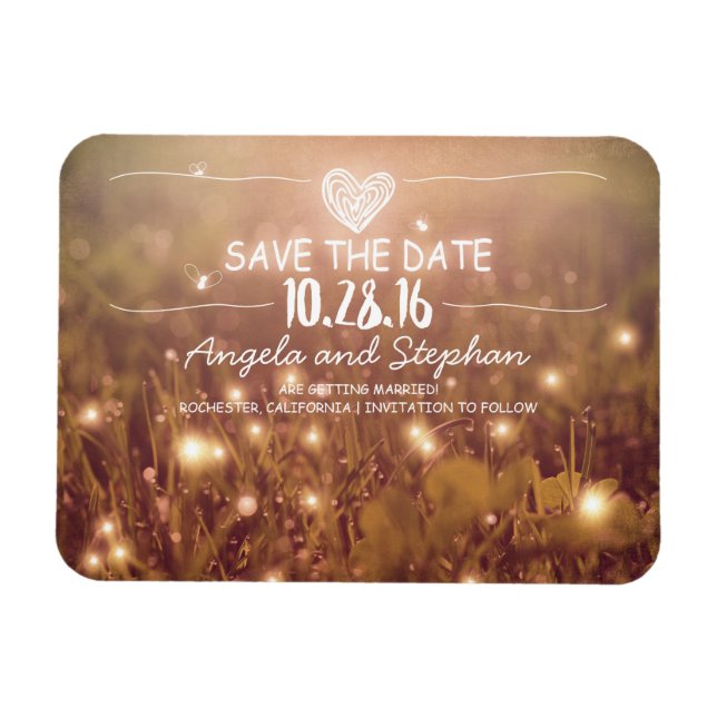 Íman Fireflies Nature Whimsical Save Date (Horizontal)