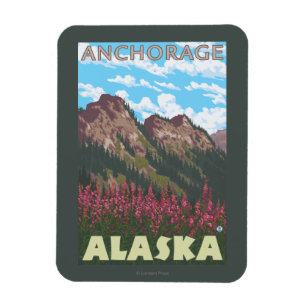 Íman Fireweed & montanhas - Anchorage, Alaska