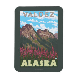 Íman Fireweed & montanhas - Valdez, Alaska