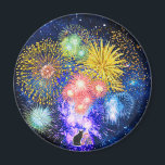 Íman Fireworks Bursts<br><div class="desc">Boost your excitement into the stratosphere! Against a starry sky the coruscating display explodes in a cascade of burning colors. Just the design to create spark and sizzle for your personal style…Please note: If you wish to have any Zazzle product imprinted with one of my arts, let me know your...</div>