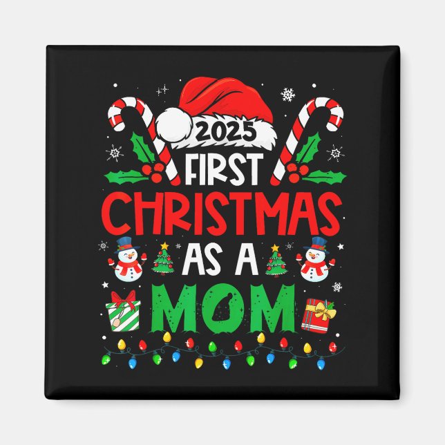 Íman First Christmas As A Mom Family Matching New Mommy (Frente)