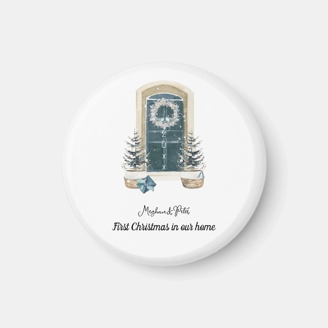 Íman First Christmas In Our Home Watercolor Sage Green (Frente)