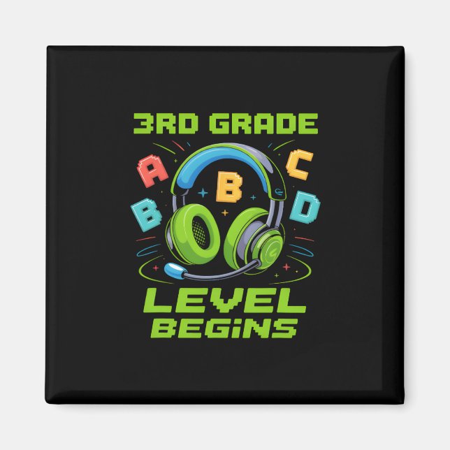 Íman First Day Of 3rd Grade Level Begins Shirt Gamer Bo (Frente)
