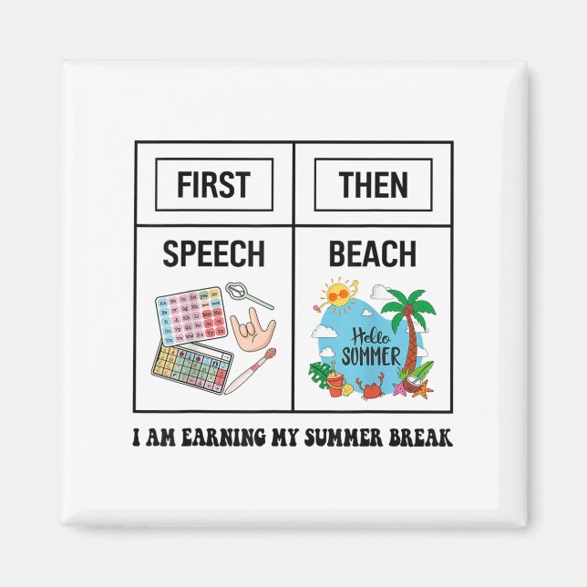 Íman First Speech Then Beach Funny Speech Therapy Summe (Frente)