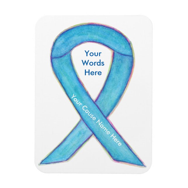 Íman Fita de Consciência Azul - Causa Personalizada do  (Vertical)
