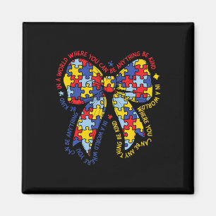 Íman Fita do Autismo Puzzle Laço Be Kind Autismo M