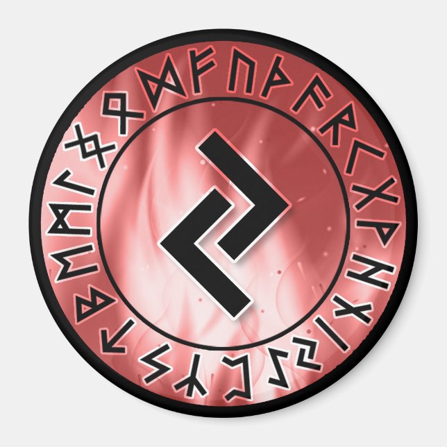 Íman Flame Runes, Vermelho [12. Jera] Magnet (Frente)