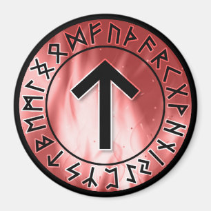 Íman Flame Runes, Vermelho [17. Tiwaz] Magnet