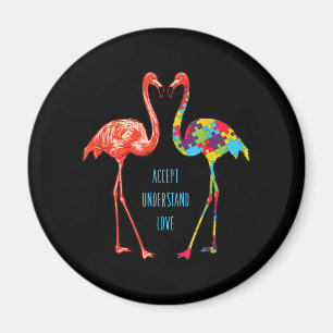 Íman Flamingo Aceitar Autismo De Amor Flamingo
