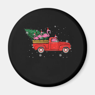 Íman Flamingo Andando Caminhão Vermelho Xmas Natal Nata