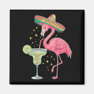 Íman Flamingo Bebendo Margarita Poncho Mexicano Diverti