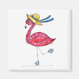 Íman Flamingo, branco e branco, cor-de-rosa, em Skates