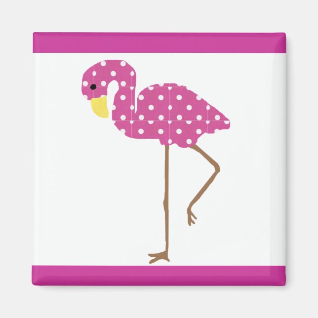 Íman flamingo branco rosa (Frente)