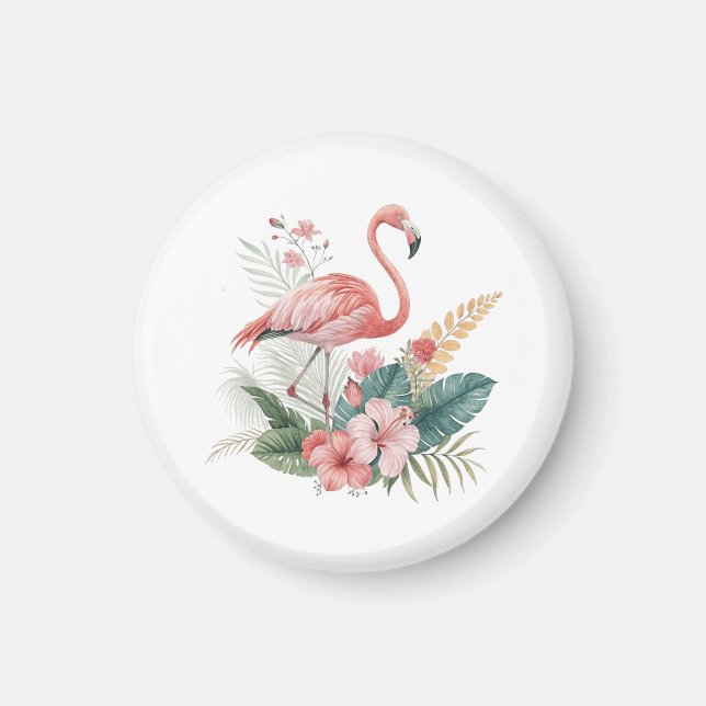 Íman Flamingo Com Flores (Frente)