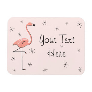 Íman Flamingo, cor-de-rosa, ímã de texto flexível