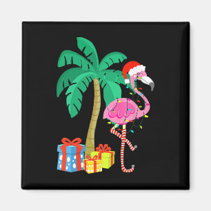 Íman Flamingo cor-de-rosa Palm Tree Tropical Xmas Fu