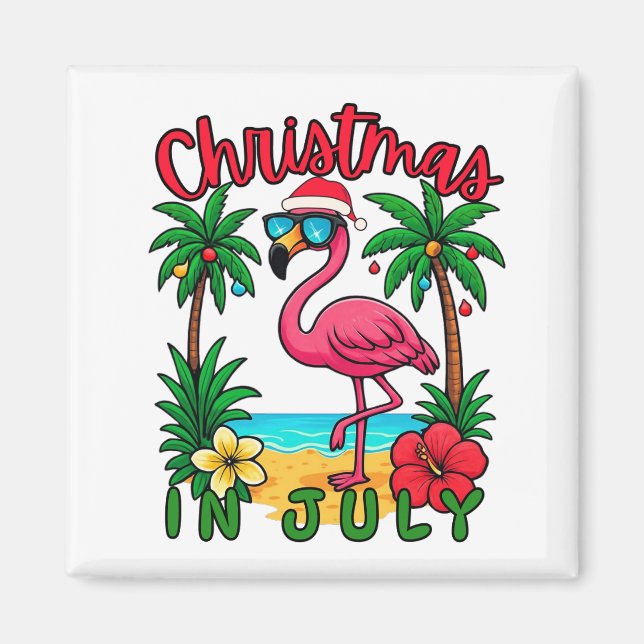 Íman Flamingo de Natal em Julho (Frente)