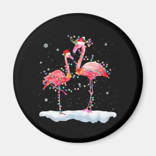 Íman Flamingo Flamingo Árvore de Natal Santa Hat Xma